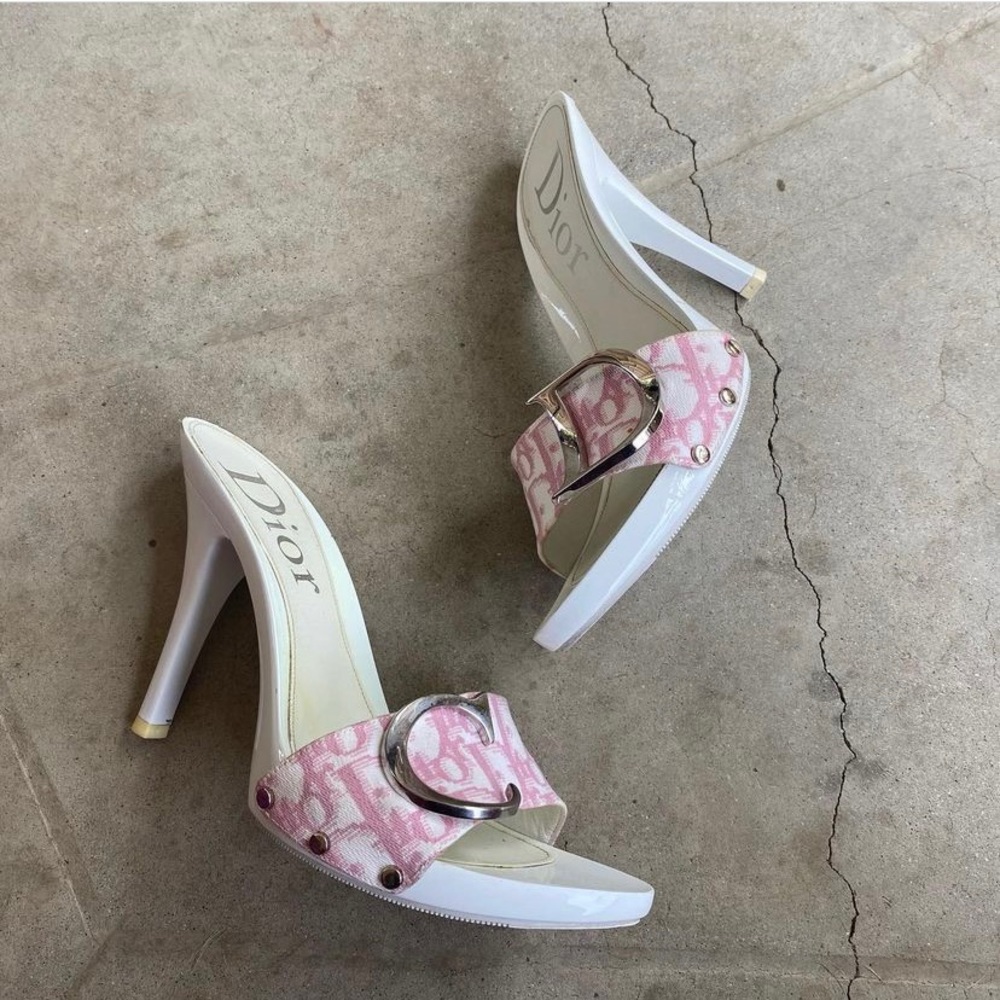 pink dior monogram heels